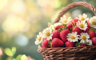 Regalos creativos que combinan flores y fresas